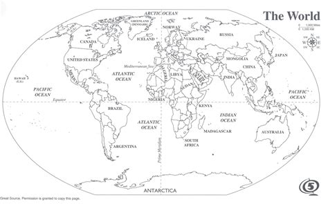 World Map Black and White